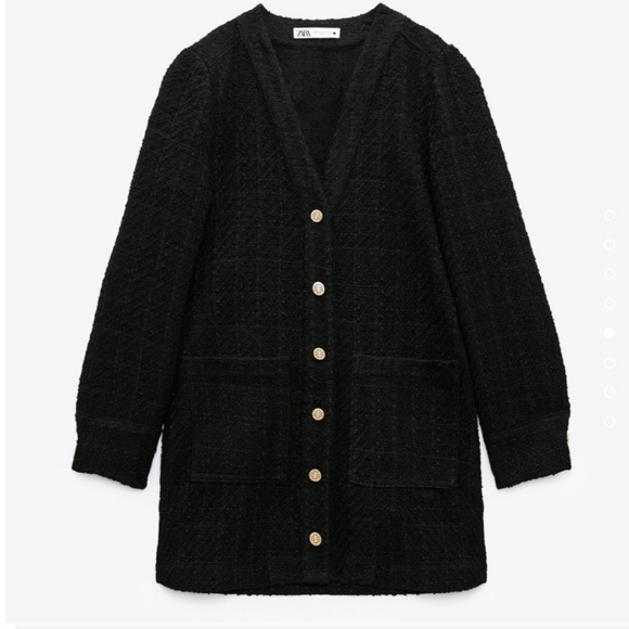 Zara * Textured Tweed Black Blazer Dress - Picture 8 of 10